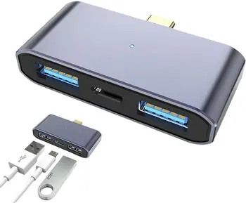 Док-станция USB C, Разветвитель Док-станции 3 В 1 Type C для Ноутбука | Подключи и играй Адаптер Type C для ПК, Кард-ридера, Камеры,