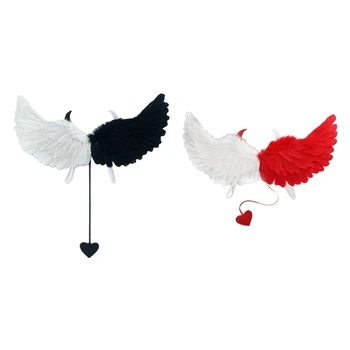 Крылья Ангела с перьями, Крылья Ангела Дьявола, Рождественский костюм для косплея на Хэллоуин, Праздничный костюм для вечеринки