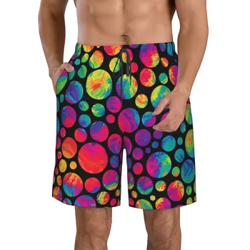 Мужские плавки с принтом Colored Balls, Быстросохнущие пляжные плавки с завязками на талии, пляжные шорты с сетчатой подкладкой